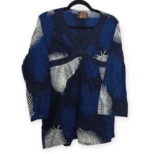 Caribelle Batik Size XL Tropical Tunic 100% cotton resort wear vacation palm